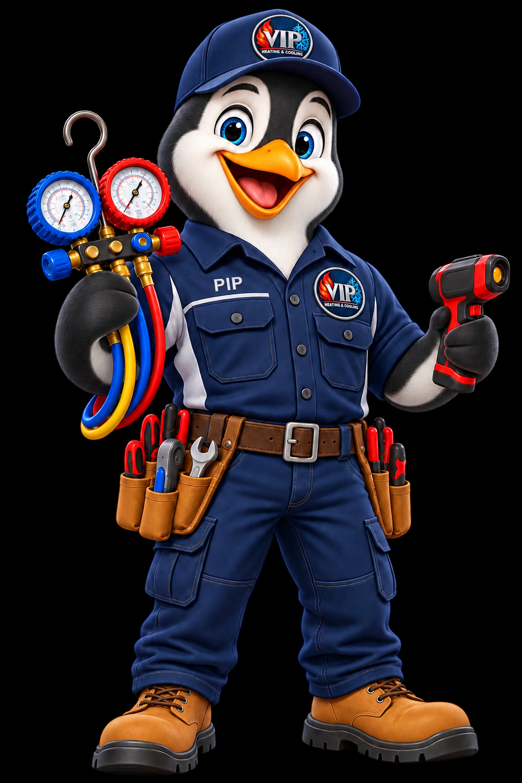 Pip the Penguin, VIP Heating & Cooling's HVAC mascot